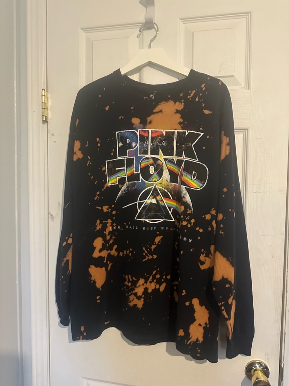 Pink Floyd Dark Side of the Moon Bleached Graphic Long Sleeve T-Shirt - Men’s XL